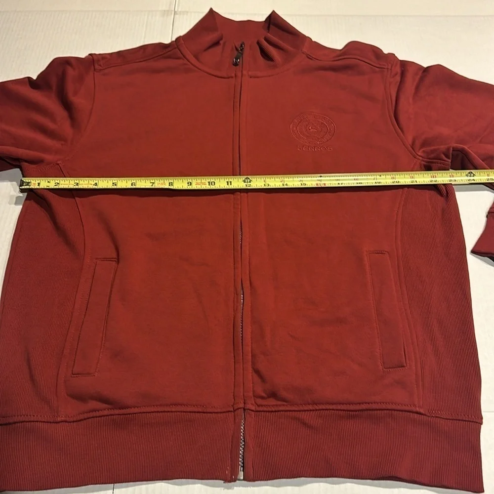 Lerros brick maroon zip up sweater with front pockets & emblem by front top XL